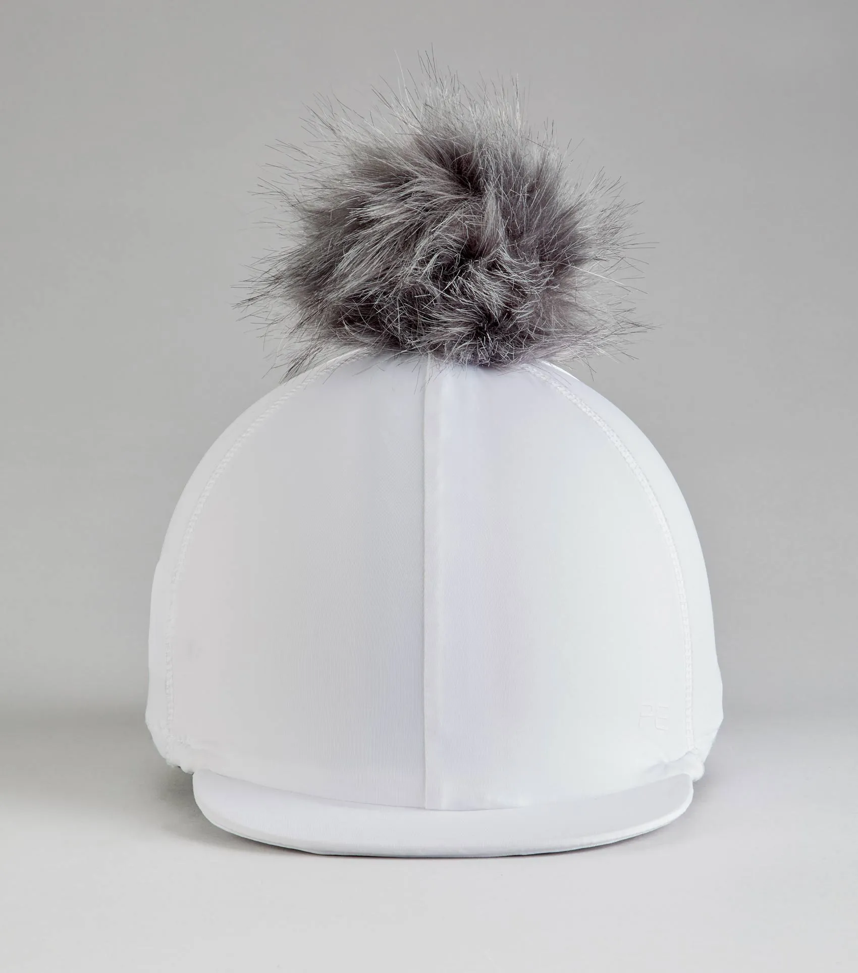 Jersey Hat Silk with Faux Fur Pom Pom White