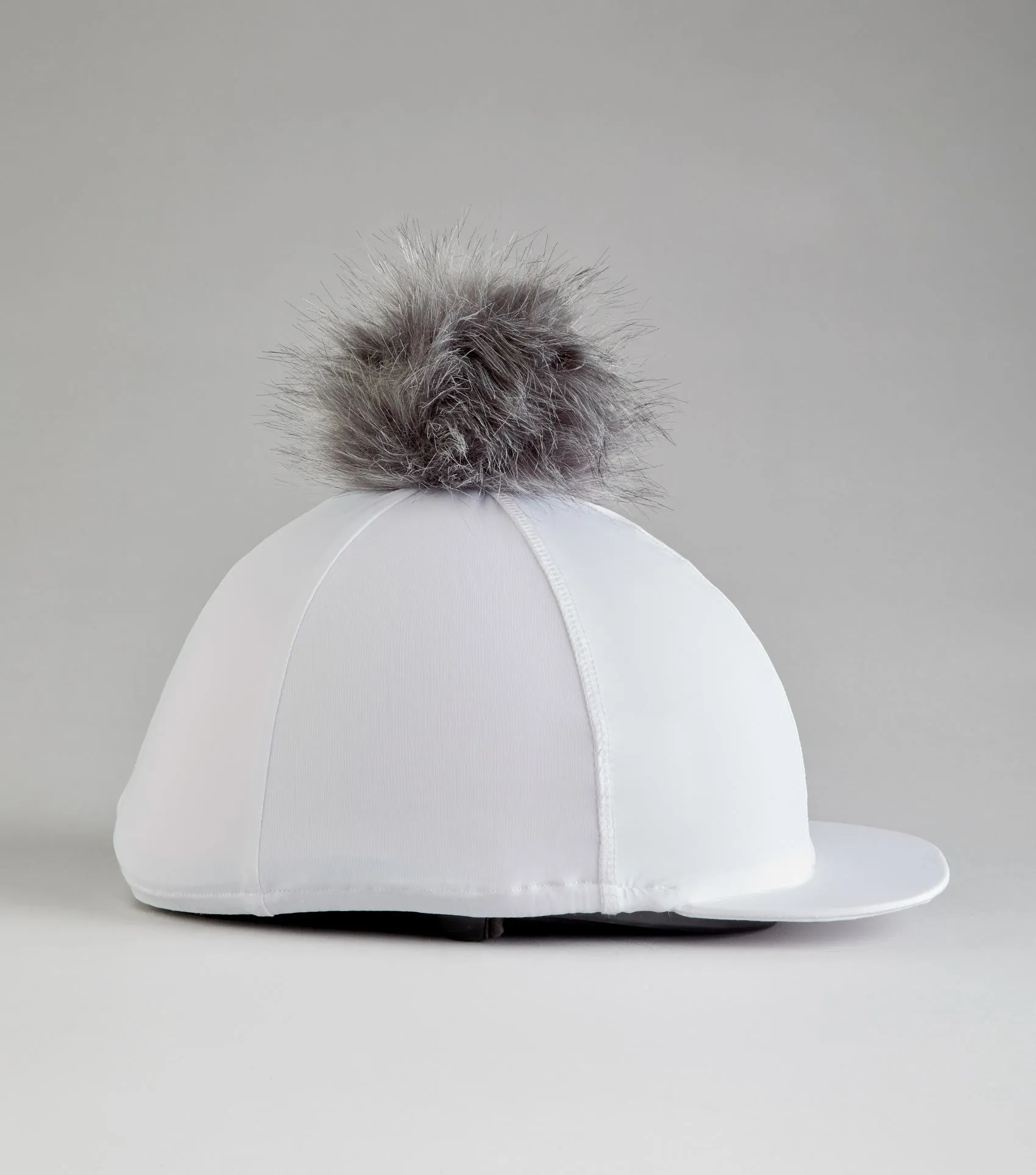 Jersey Hat Silk with Faux Fur Pom Pom White