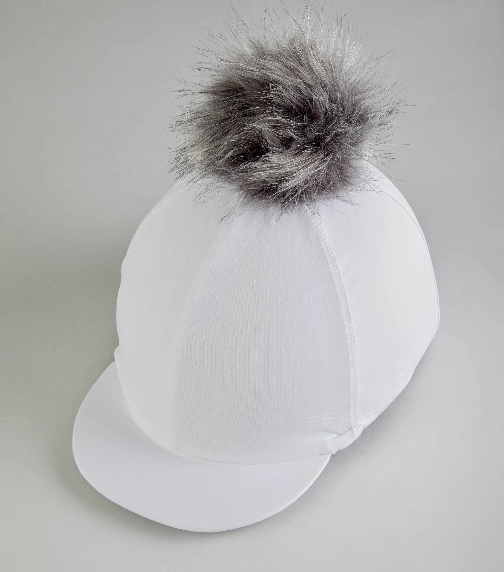 Jersey Hat Silk with Faux Fur Pom Pom White