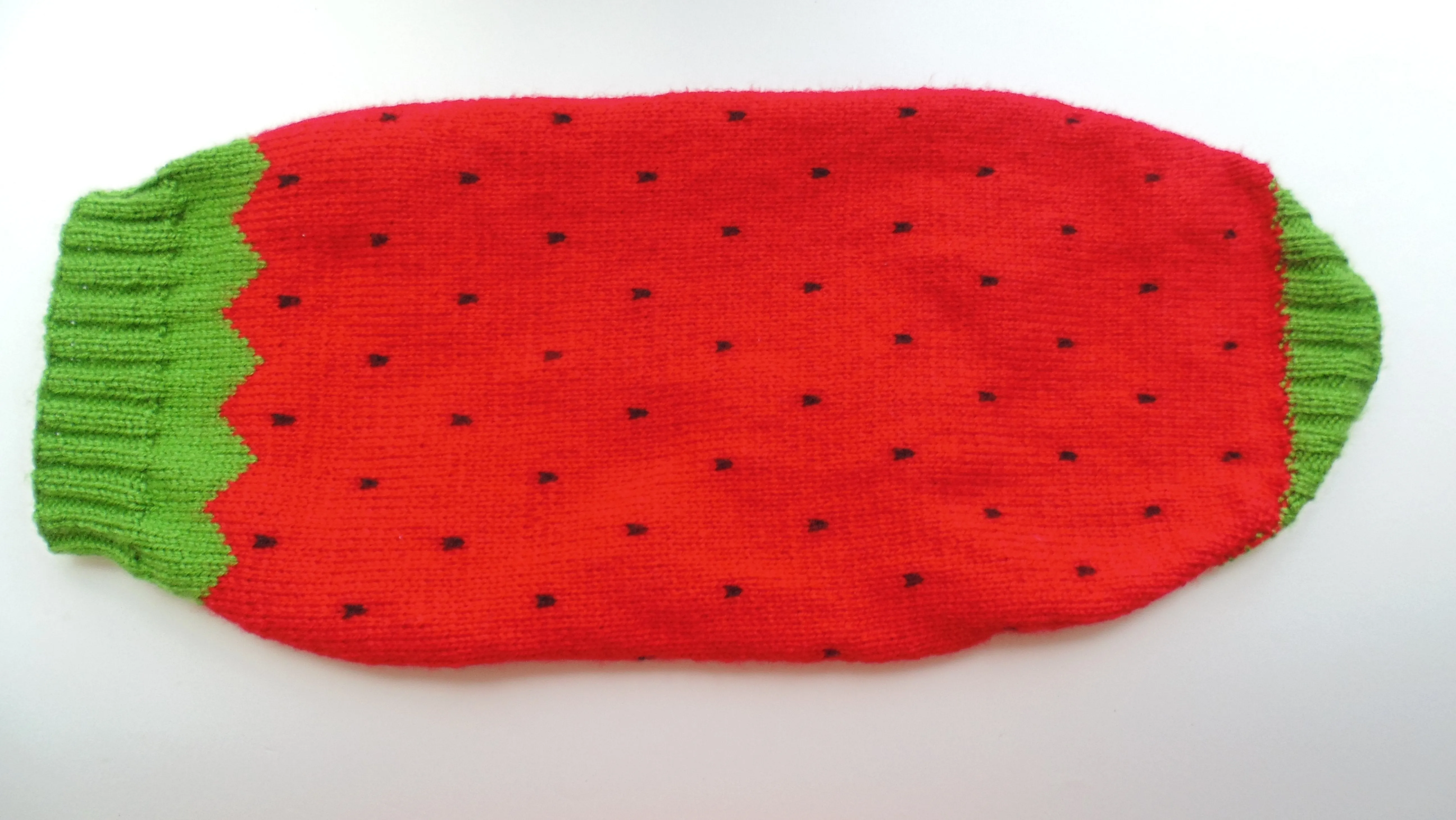 Knitted sweater strawberry for dogs, clothes for dachshunds