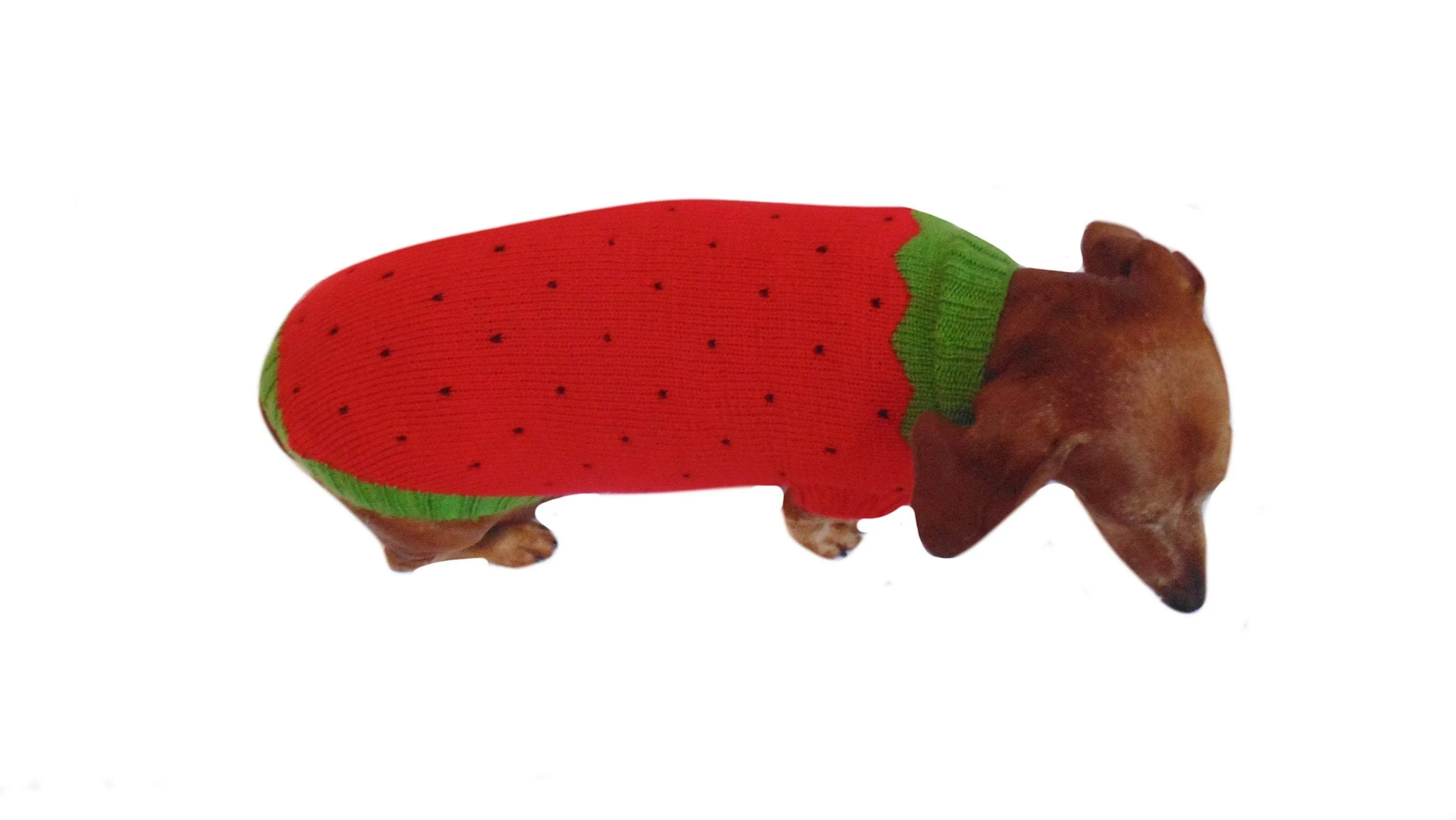 Knitted sweater strawberry for dogs, clothes for dachshunds