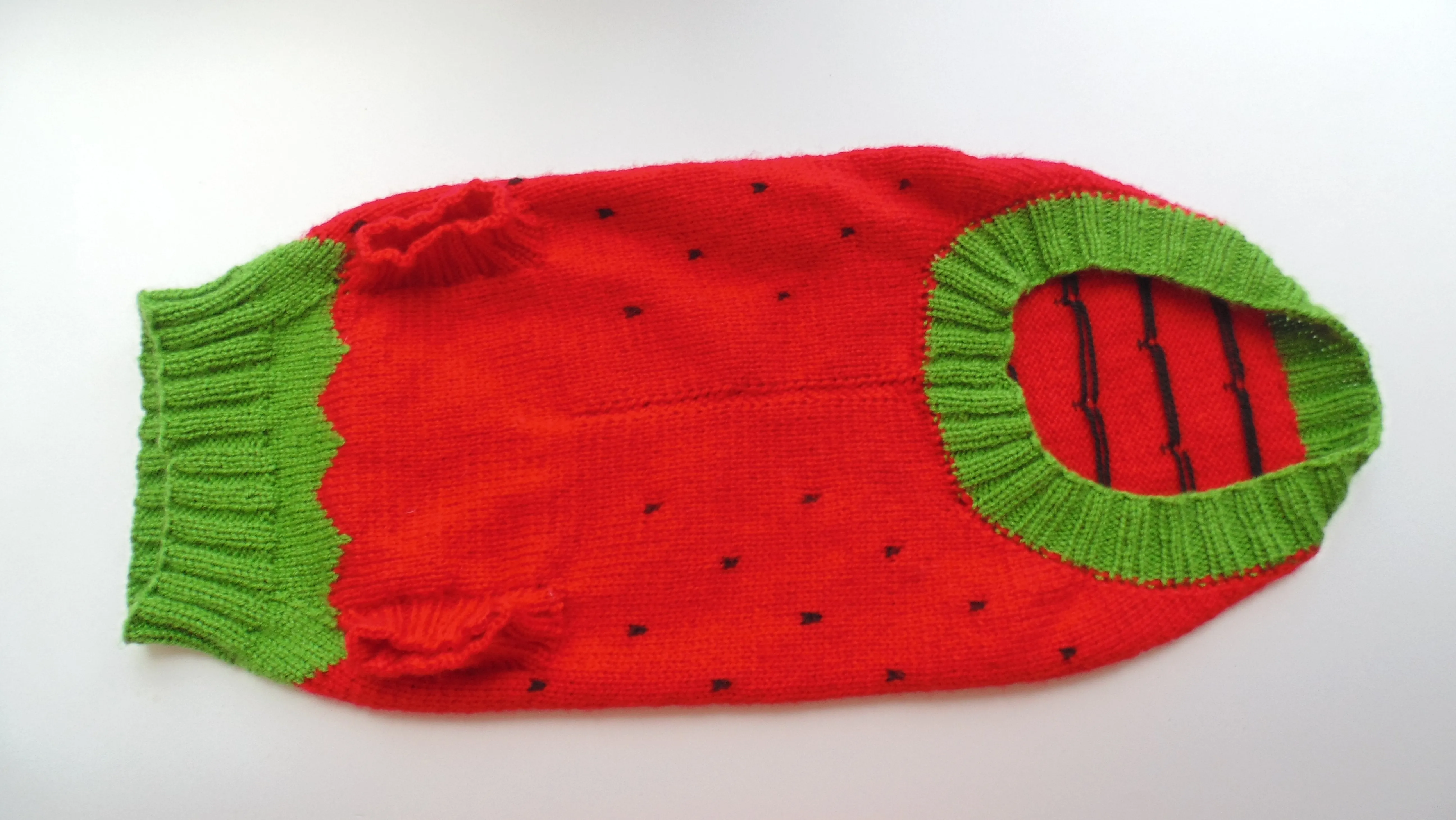 Knitted sweater strawberry for dogs, clothes for dachshunds