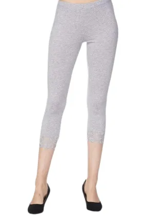 Lace Accent Legging Style 4002 in Black, White, or Heather Grey