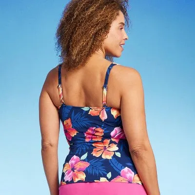 Lands' End Women's Floral Tankini Tank Top Swimwear Underwire Swimsuit UPF 50 