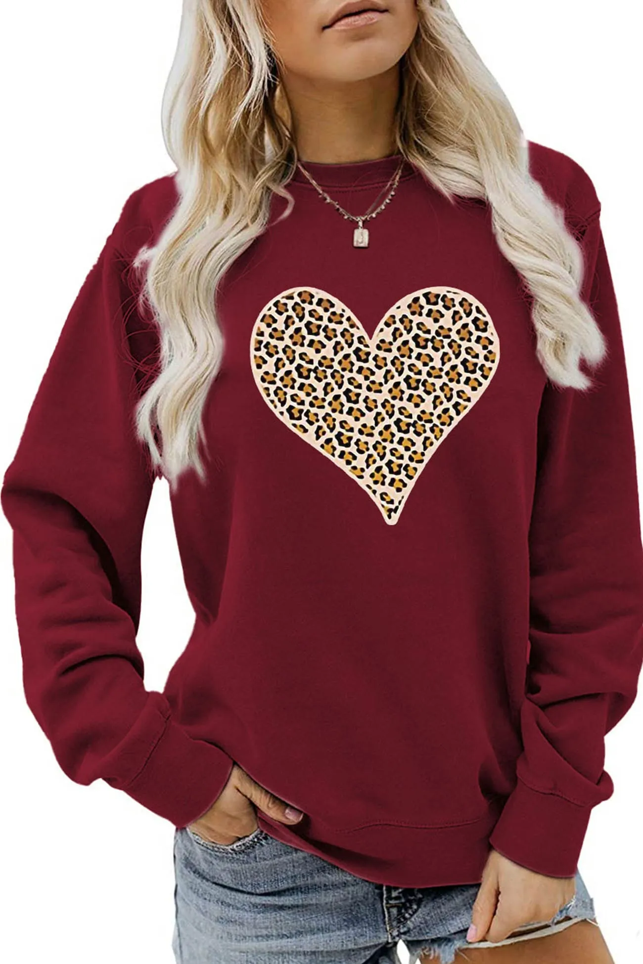 Leopard Print Hearts Sweatshirt