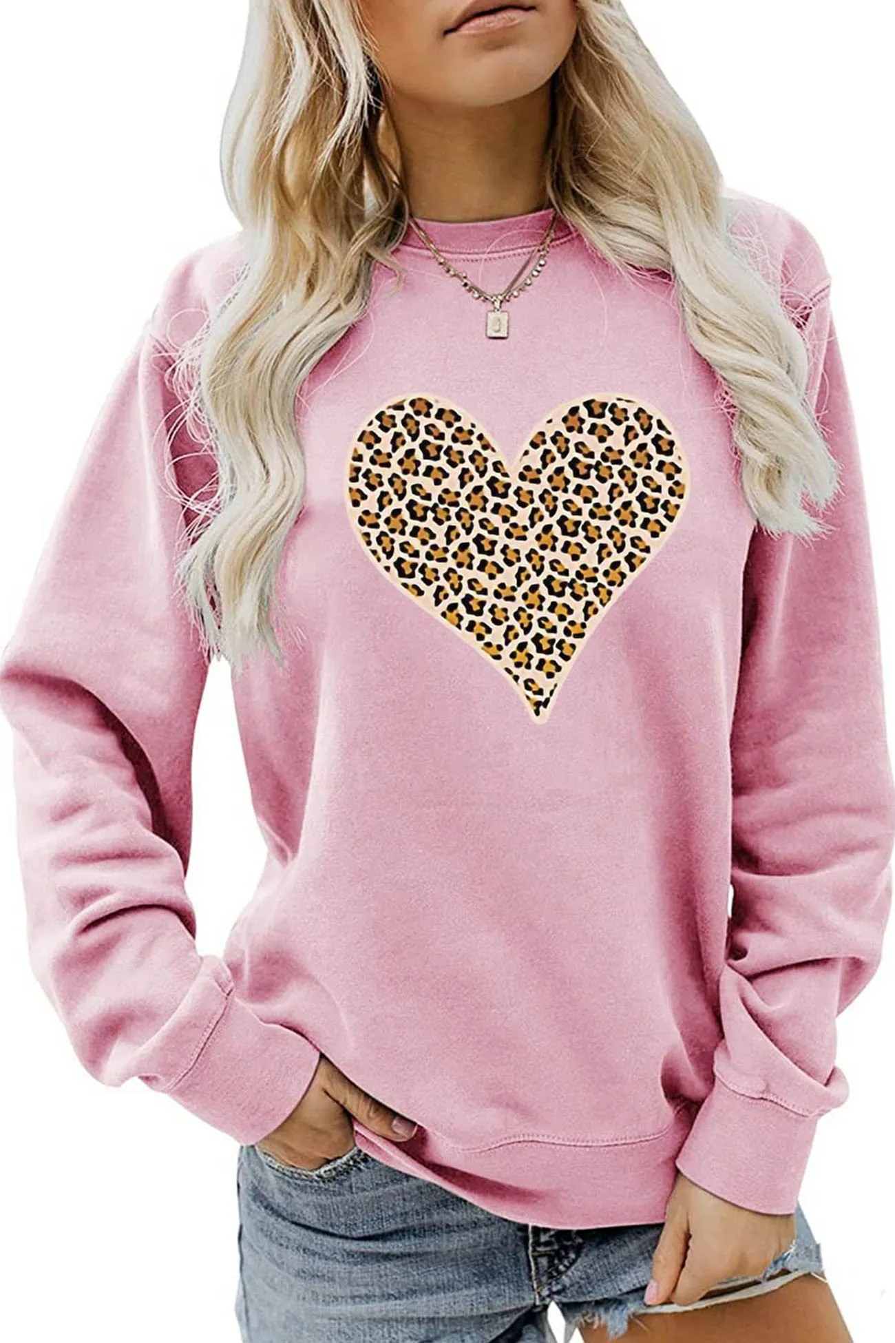 Leopard Print Hearts Sweatshirt