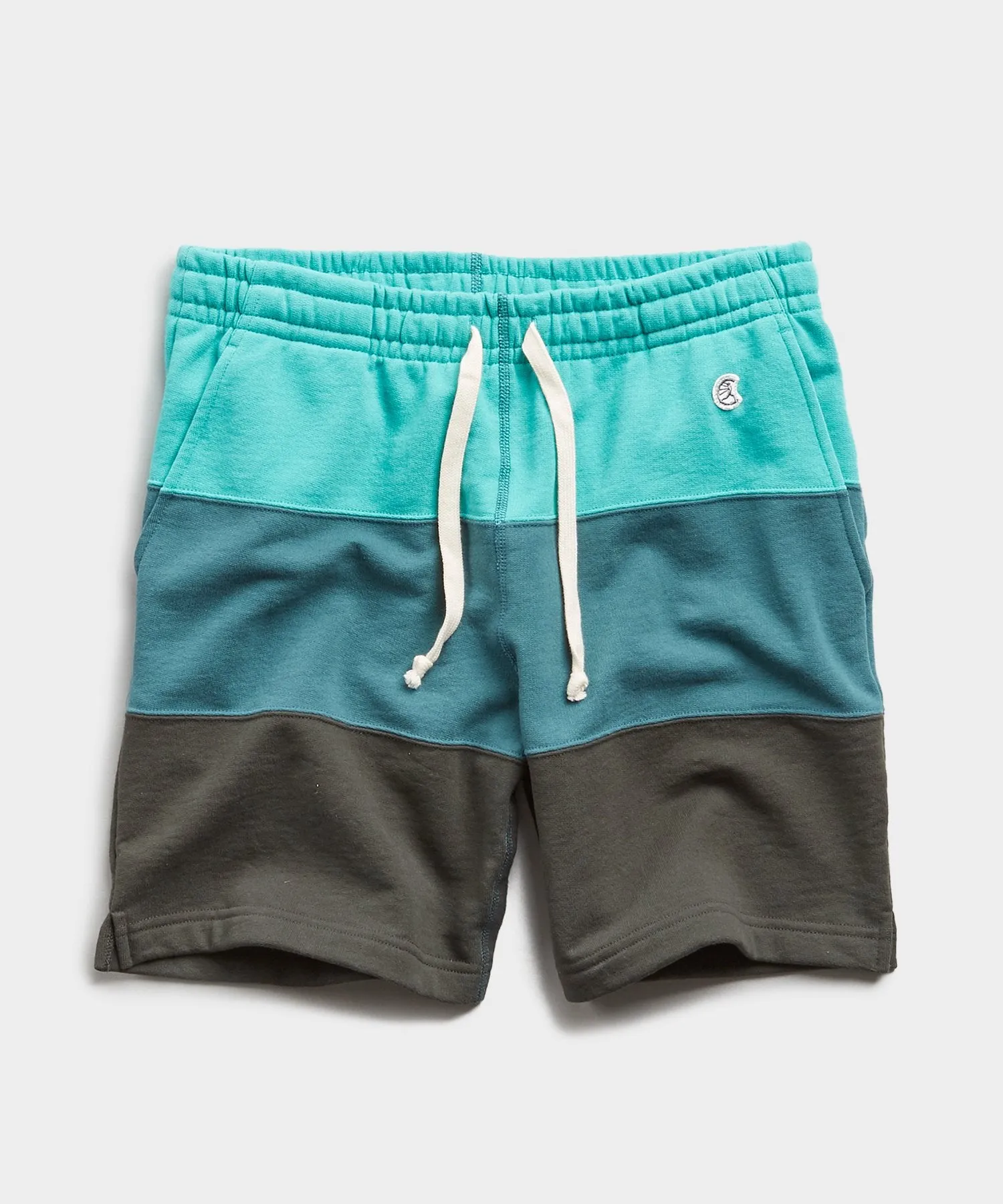 Lightweight Pieced Stripe Warm Up Short in Seafoam