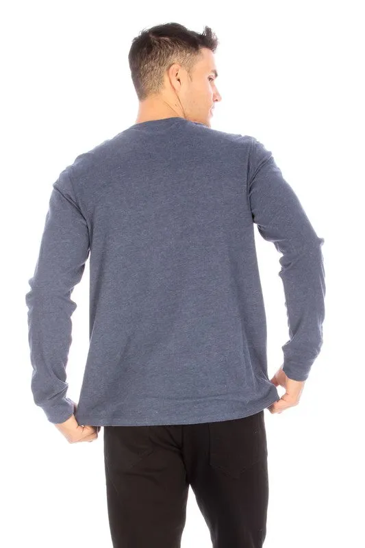 LONG SLEEVE HENLEY BLUE