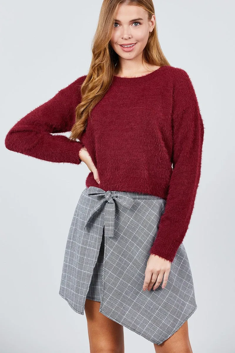 Long Sleeve Round Neck Crop Sweater