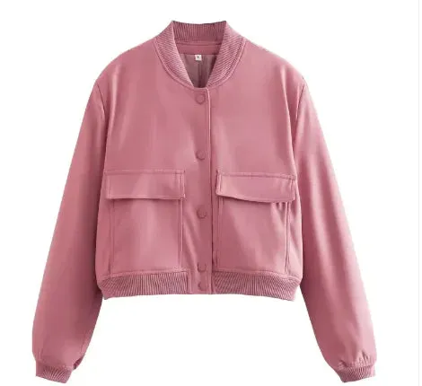 Loose Casual Bomber Jacket for Woman