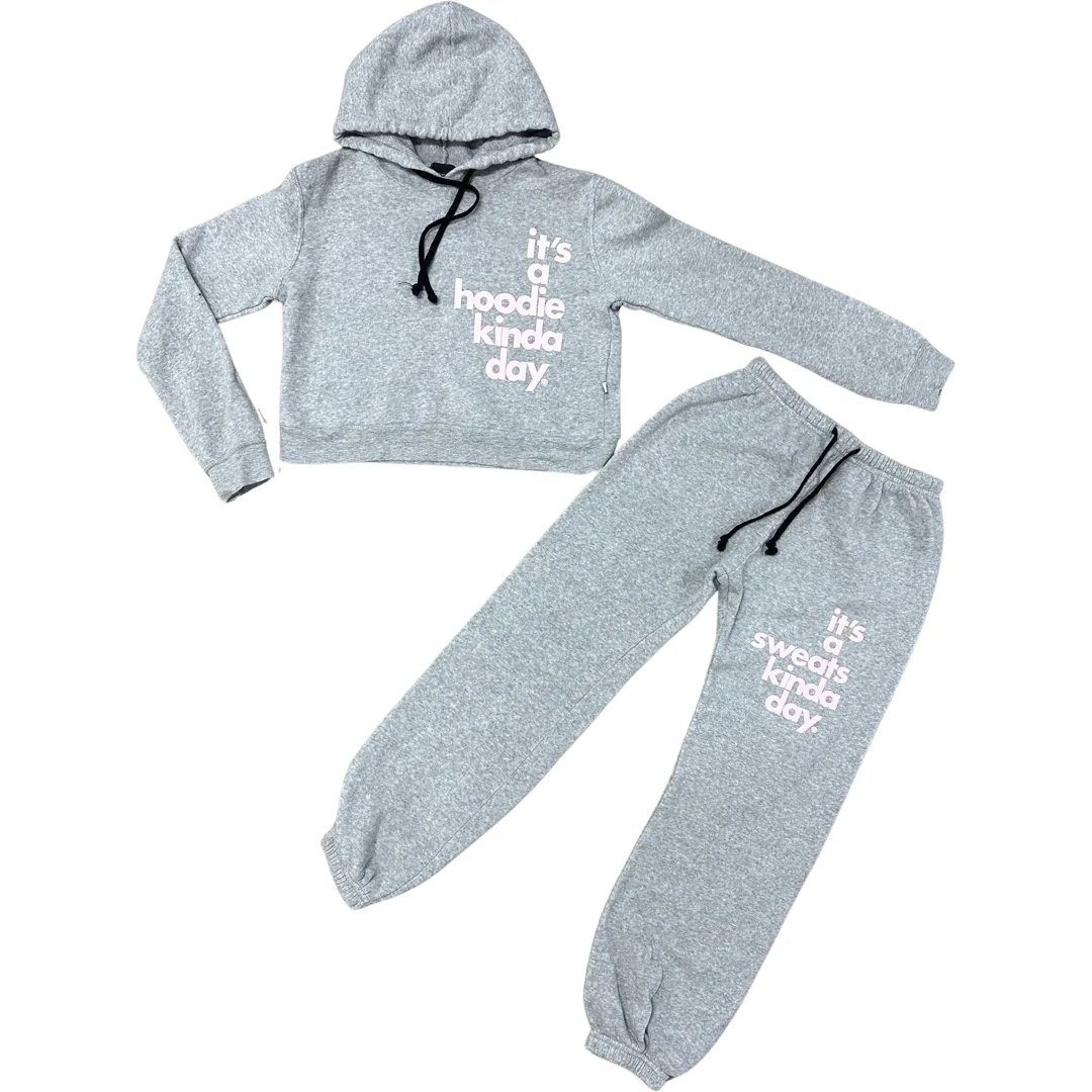 Love Junkie Fleece Sweats Kinda Day Sweatpants - Heather Grey