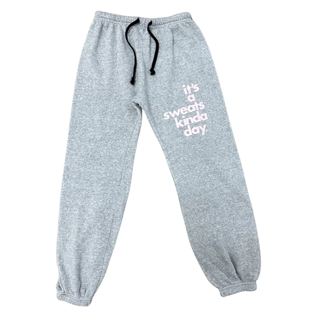 Love Junkie Fleece Sweats Kinda Day Sweatpants - Heather Grey