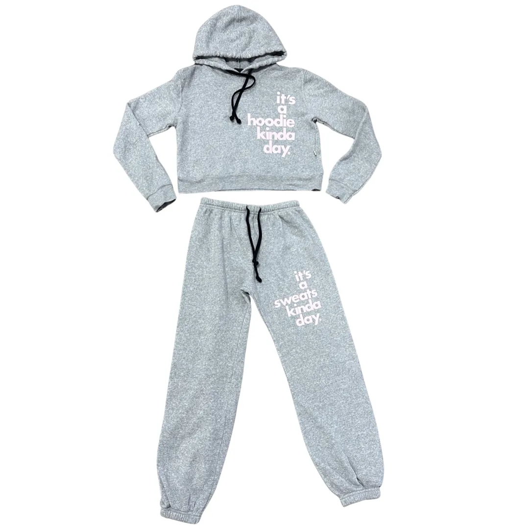 Love Junkie Fleece Sweats Kinda Day Sweatpants - Heather Grey