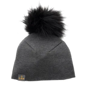 Lox Lion Single Pom Pom Bamboo Beanie - Grey (LG, 3-10Years)