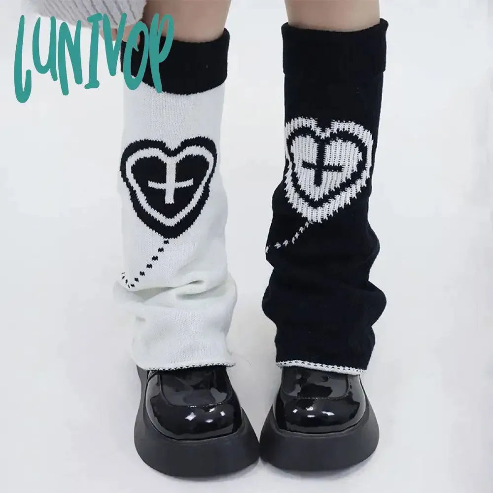 Lunivop AB Star Knitted Leg Warmers Y2K Gothic Harajuku Women Japanese Socks Hot Girl Accessories High Tube Calf Socks Boots Cover Socks