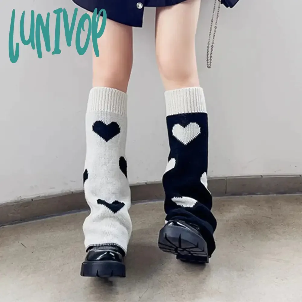 Lunivop AB Star Knitted Leg Warmers Y2K Gothic Harajuku Women Japanese Socks Hot Girl Accessories High Tube Calf Socks Boots Cover Socks