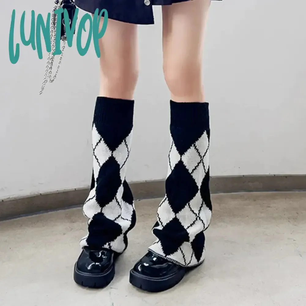 Lunivop AB Star Knitted Leg Warmers Y2K Gothic Harajuku Women Japanese Socks Hot Girl Accessories High Tube Calf Socks Boots Cover Socks