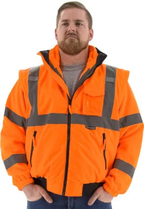 Majestic 75-1382 Hi-Vis Transformer Bomber Jacket Waterproof 8-in-1 Removable Winter Liner ANSI 3