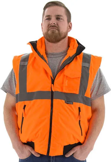 Majestic 75-1382 Hi-Vis Transformer Bomber Jacket Waterproof 8-in-1 Removable Winter Liner ANSI 3