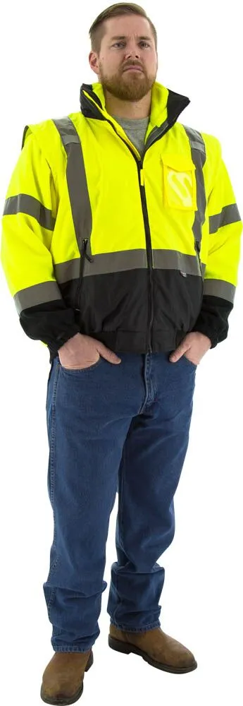 Majestic 75-1383 Hi-Vis Transformer Bomber Jacket Waterproof 8-in-1 Removable Winter Liner ANSI 3