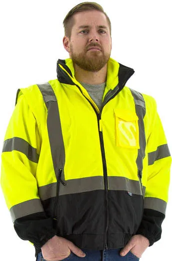 Majestic 75-1383 Hi-Vis Transformer Bomber Jacket Waterproof 8-in-1 Removable Winter Liner ANSI 3