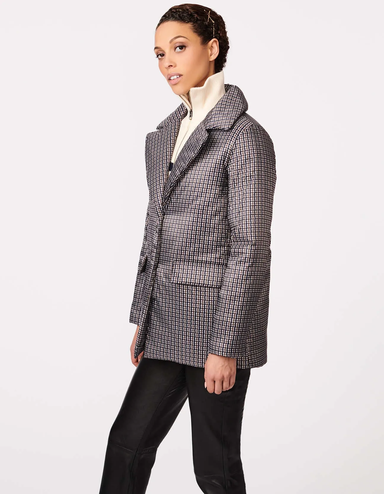 Manhattan Mini Plaid Blazer Puffer Jacket