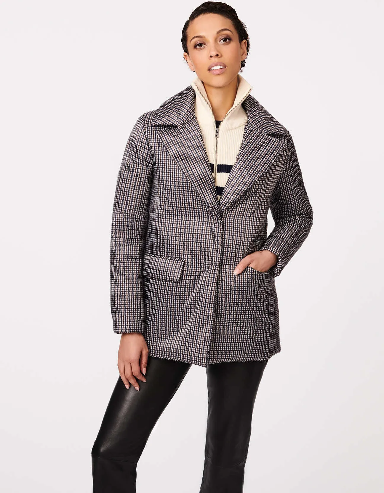 Manhattan Mini Plaid Blazer Puffer Jacket