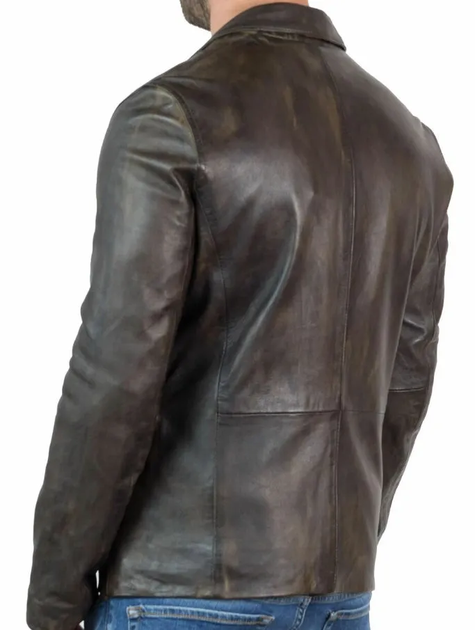 Mans's Leather Coat Brown Leather Blazer