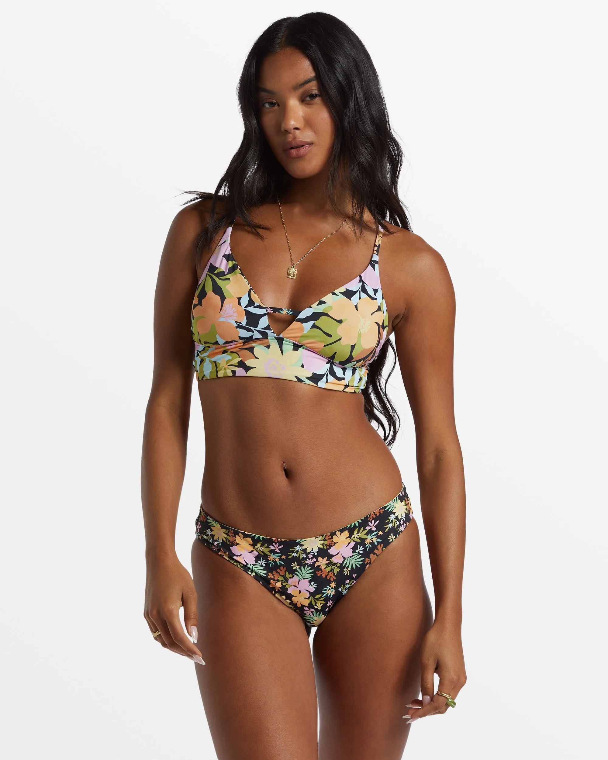 Mas Aloha V Neck Cami Reversible Bikini Top - Multi