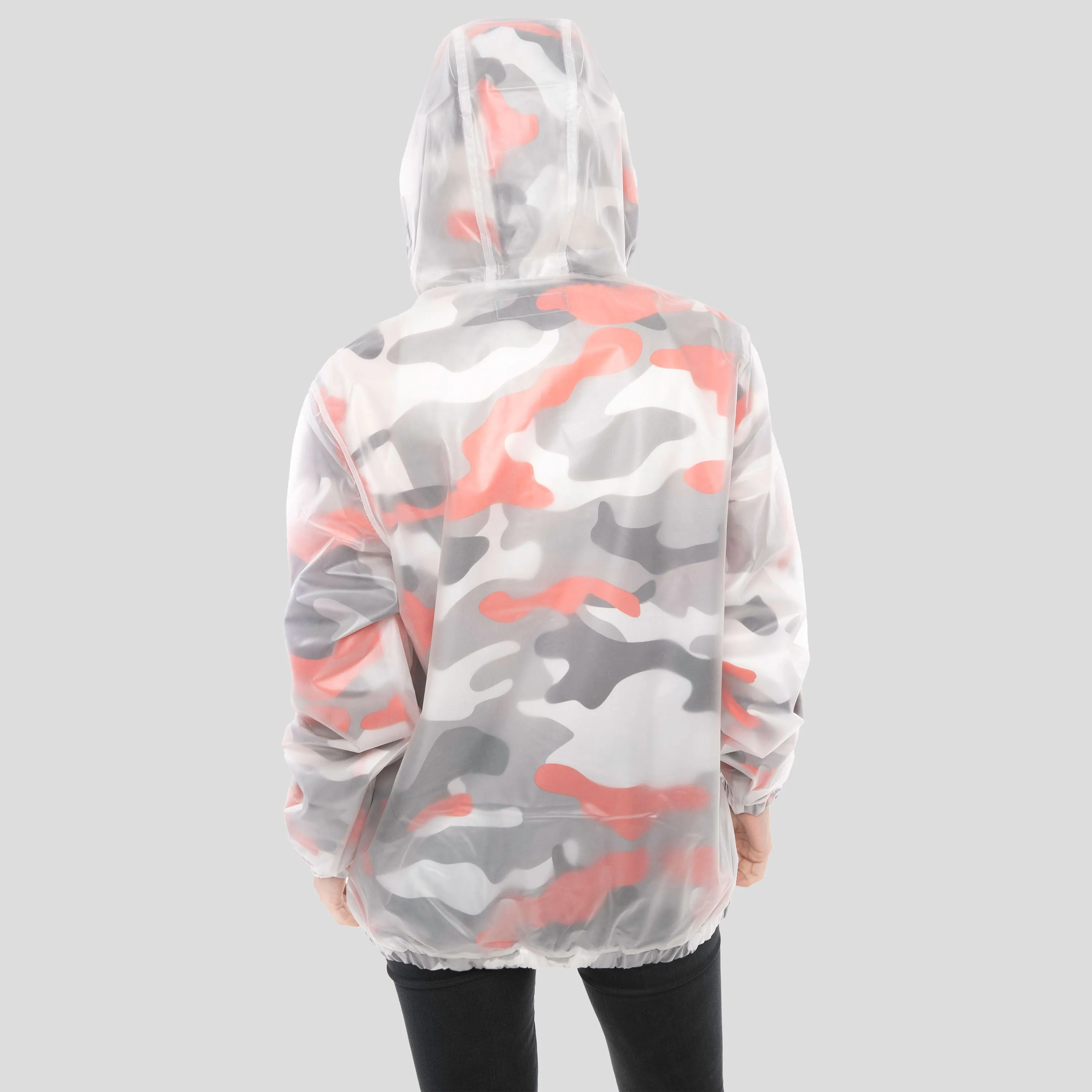 Members Only Women's Translucent Camo Print Popover Oversized Jacket