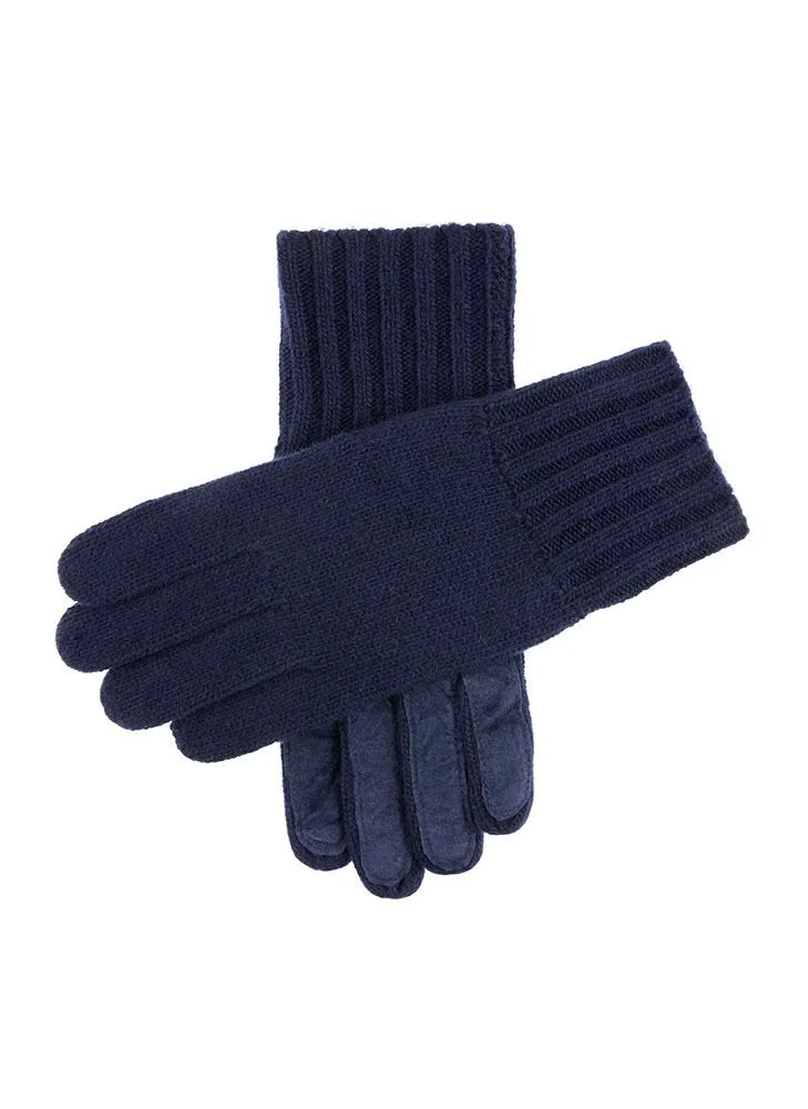 Men's Cashmere Knitted Gloves with Suede Palm Patch