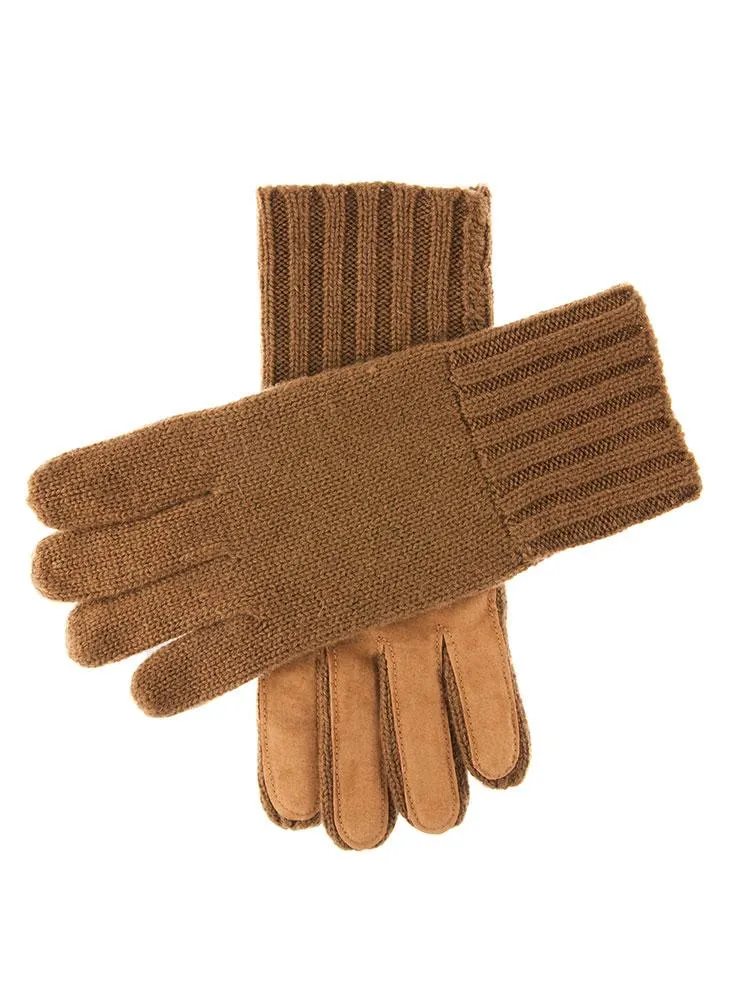 Men's Cashmere Knitted Gloves with Suede Palm Patch