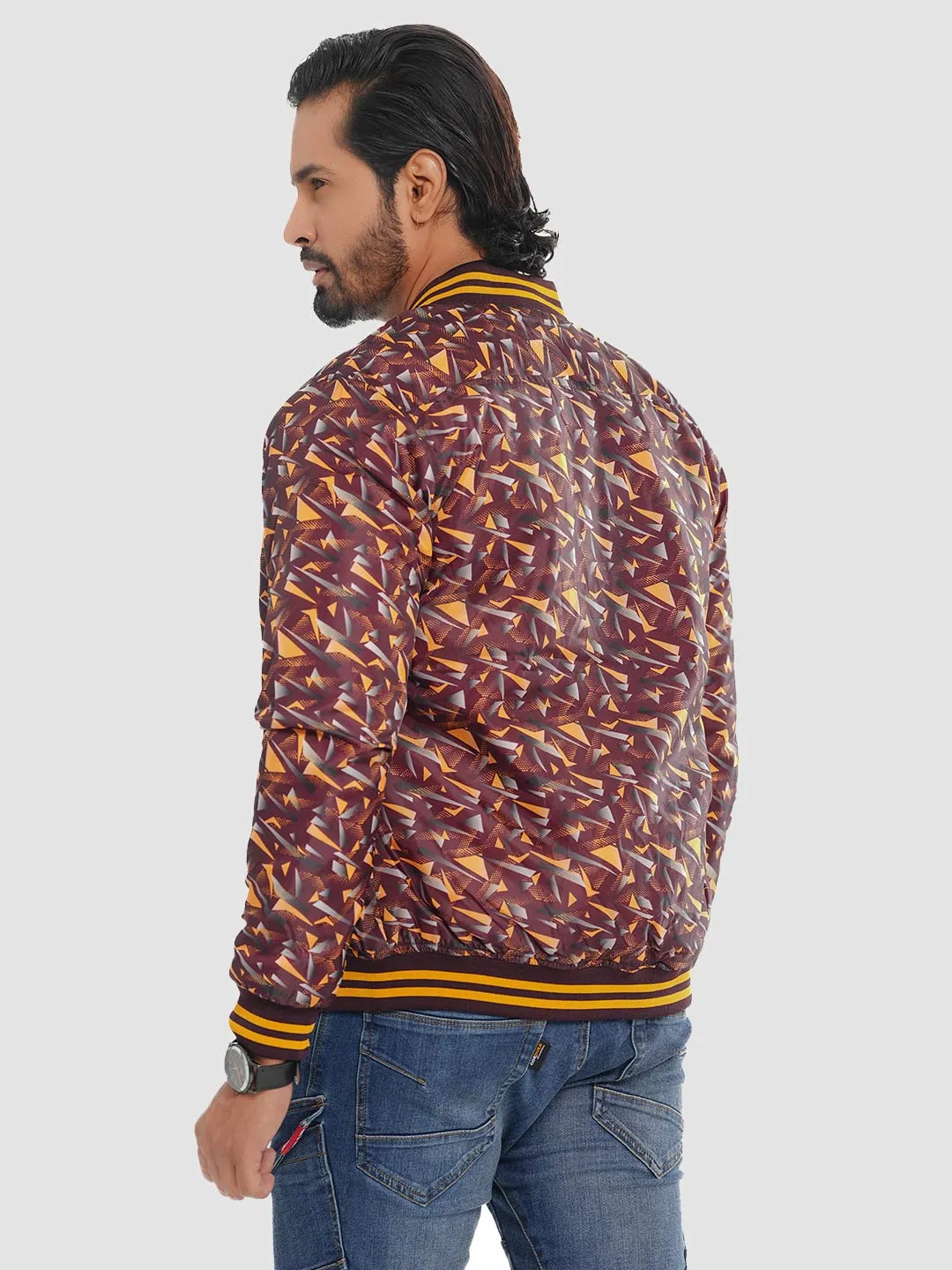 Men's Casual Bomber Jacket in Burnt Maroon