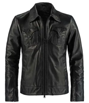 Men's Genuine Leather Black Slim fit Biker Motorcycle Jacket