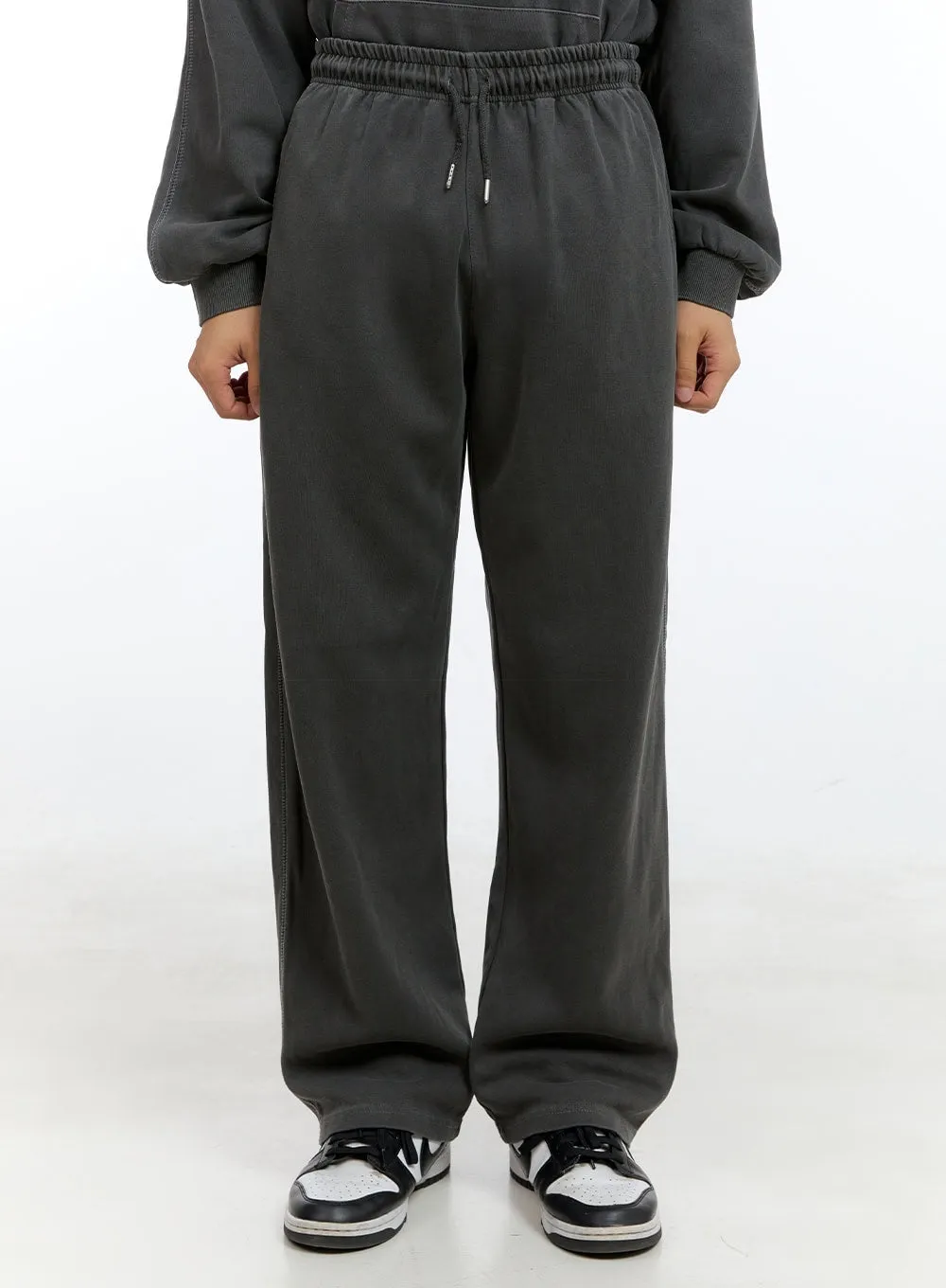 Men's Washed Cotton Sweatpants (Black) IG422