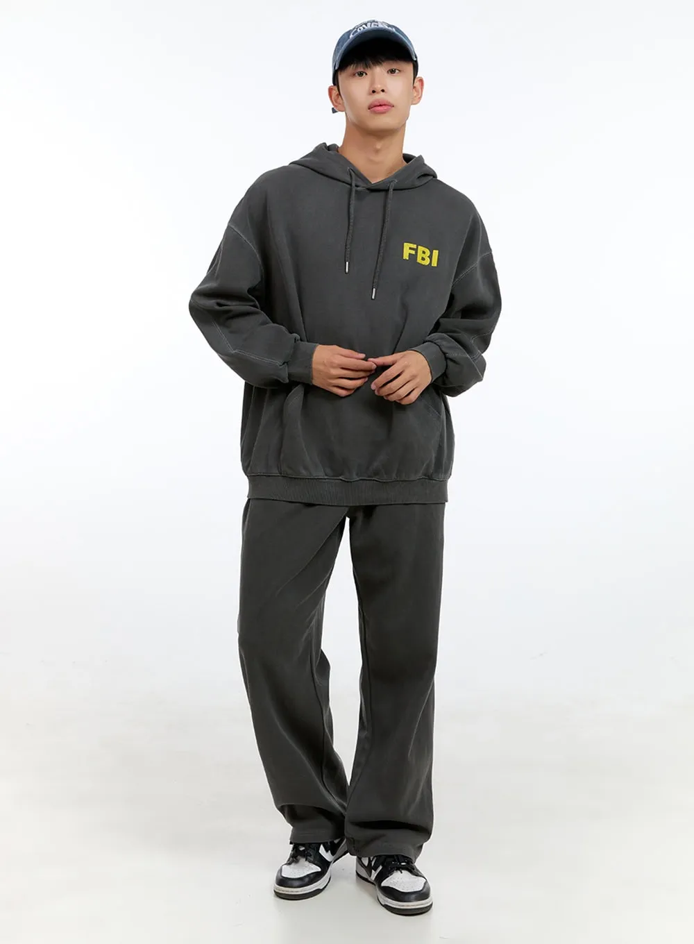 Men's Washed Cotton Sweatpants (Black) IG422