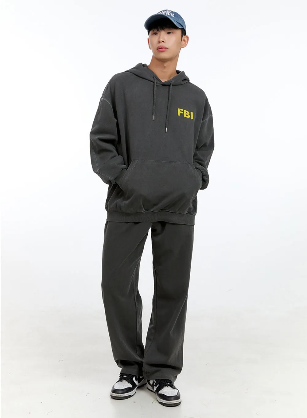 Men's Washed Cotton Sweatpants (Black) IG422