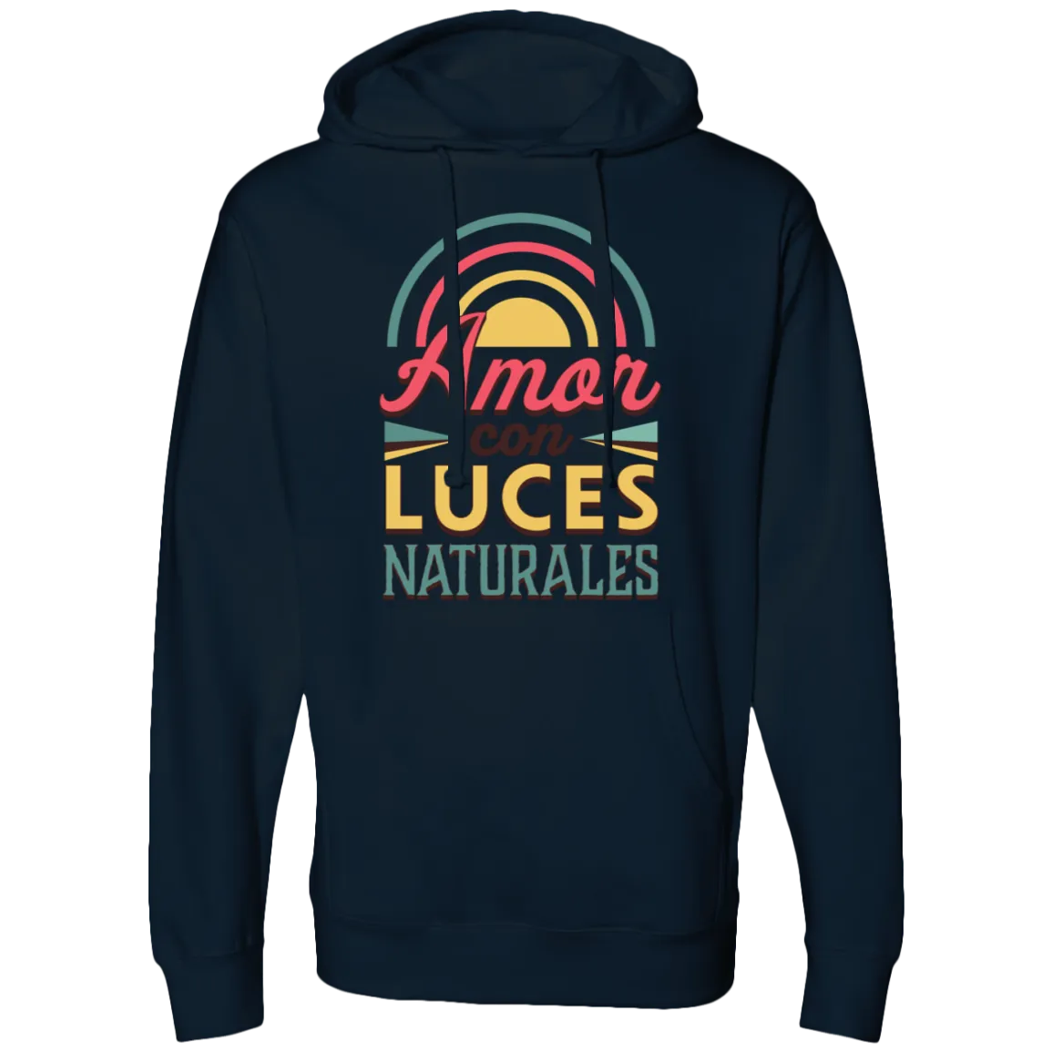 Midweight Men's Hooded Sweatshirt, Amor con Luces Naturales