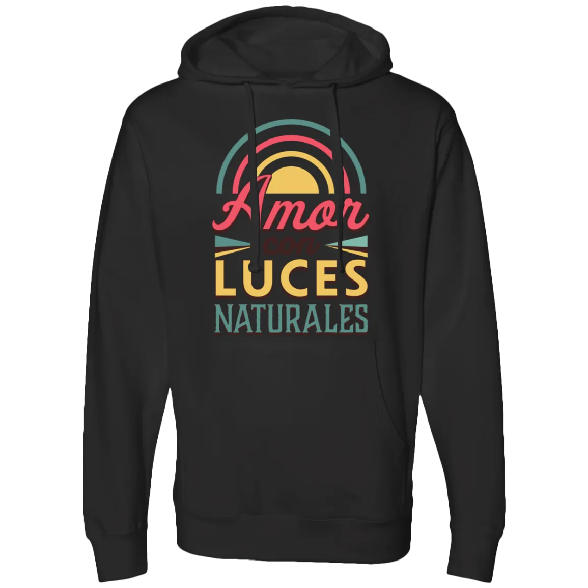 Midweight Men's Hooded Sweatshirt, Amor con Luces Naturales