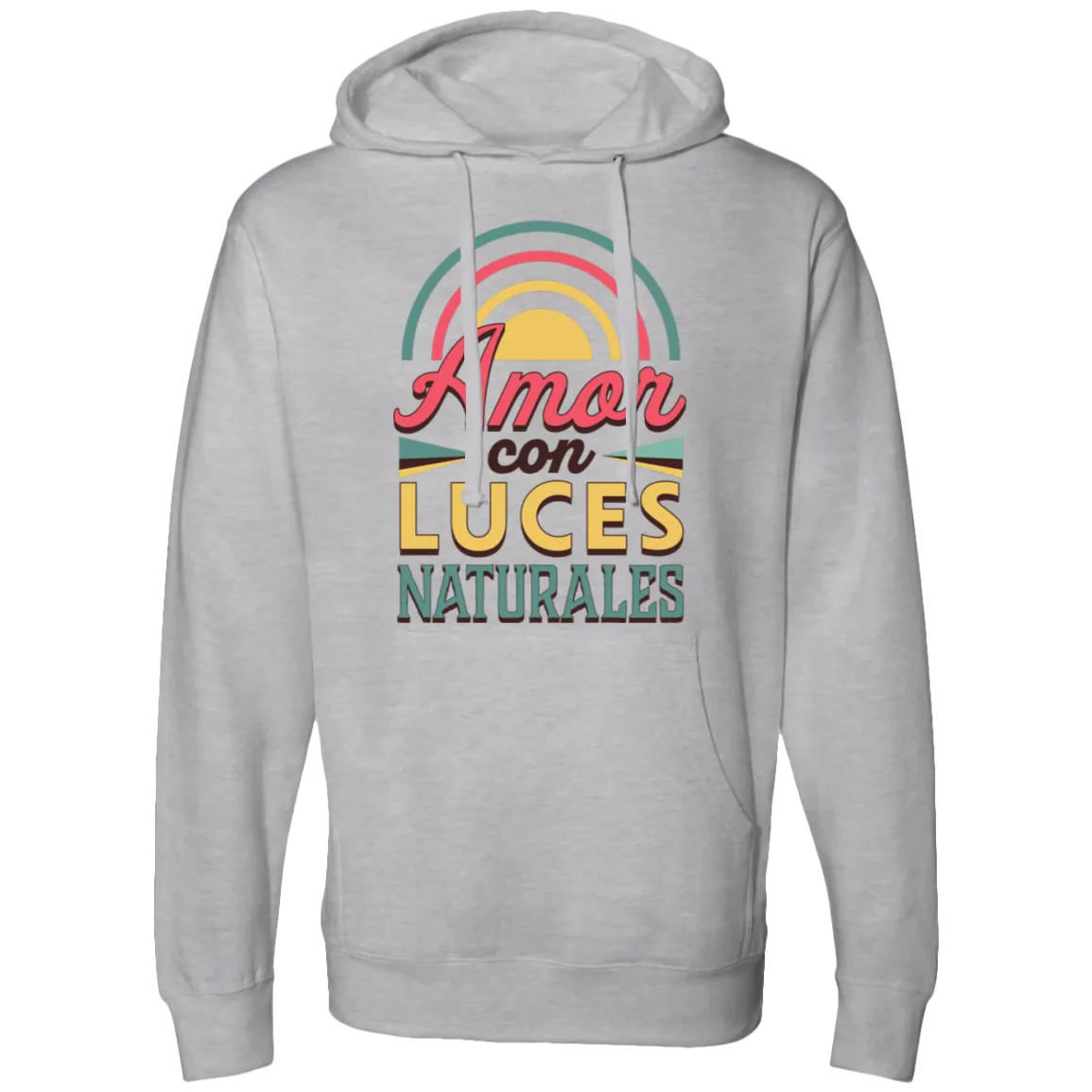 Midweight Men's Hooded Sweatshirt, Amor con Luces Naturales