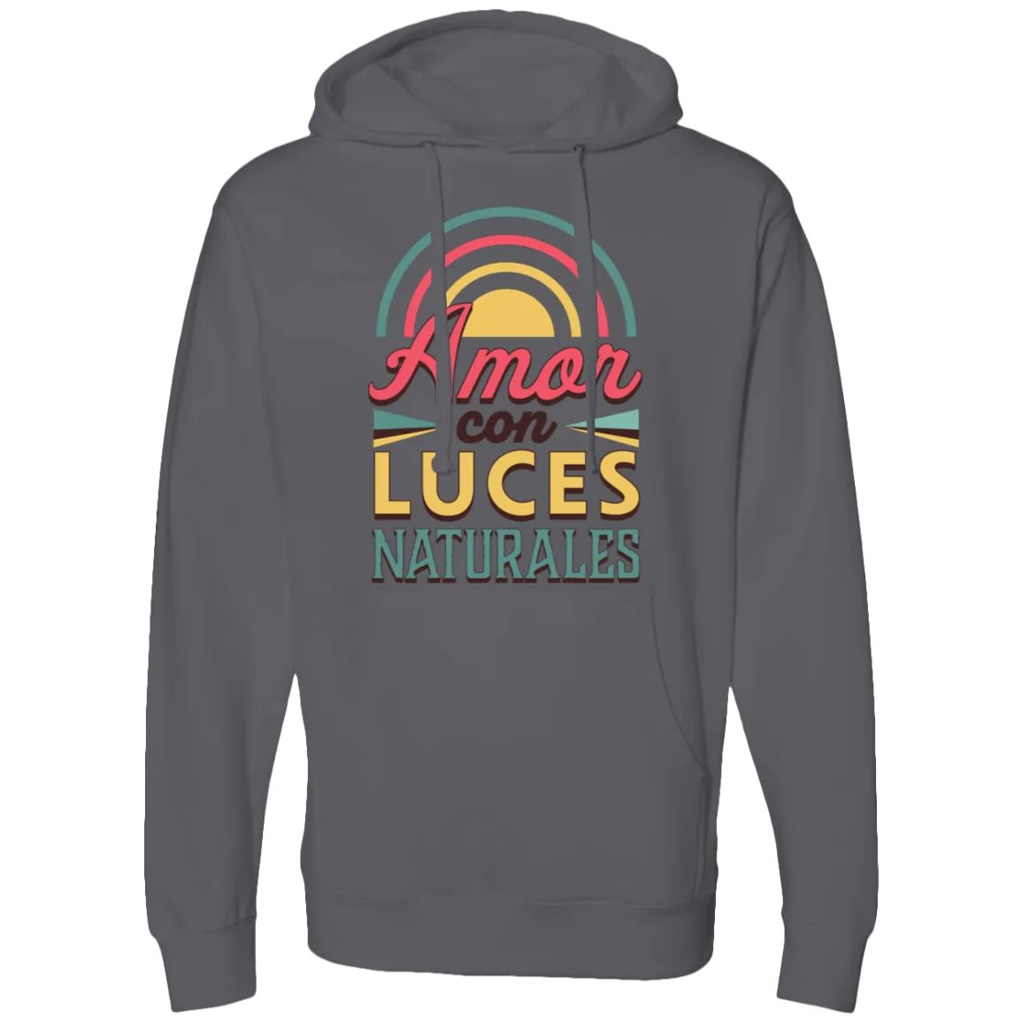 Midweight Men's Hooded Sweatshirt, Amor con Luces Naturales