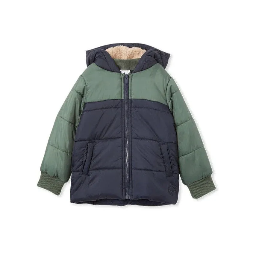 Milky Panel Puffer Jacket - urban green/midnight blue