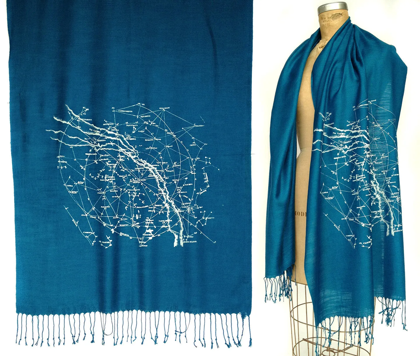 Milky Way Star Chart Scarf, bamboo pashmina