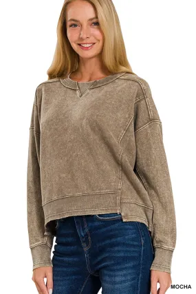 Mineral Washed Cropped Sweatshirt