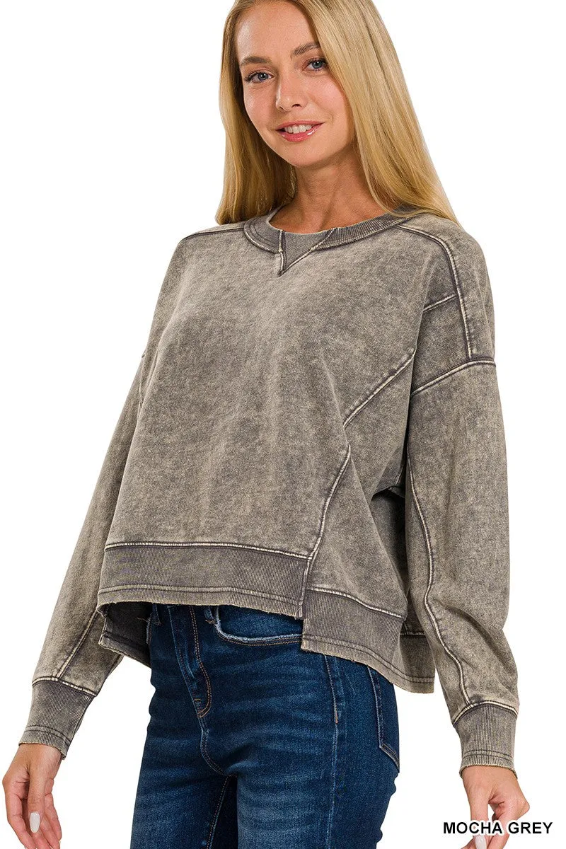 Mineral Washed Cropped Sweatshirt