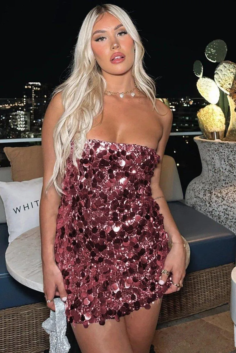 Mini Strapless Sequin Dress