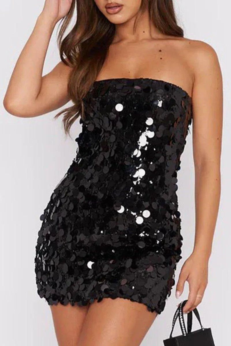 Mini Strapless Sequin Dress