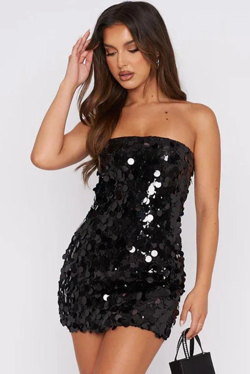 Mini Strapless Sequin Dress