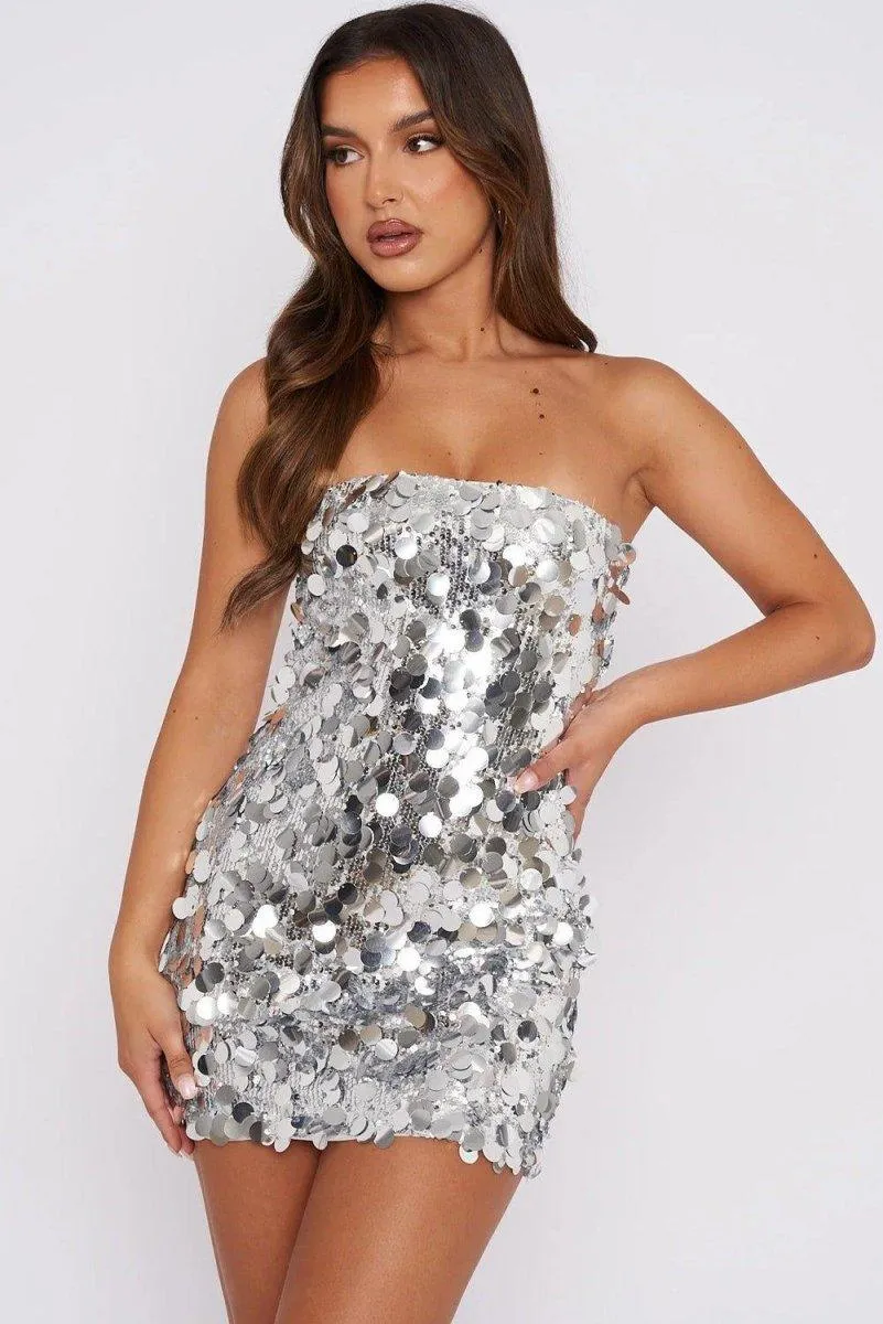 Mini Strapless Sequin Dress