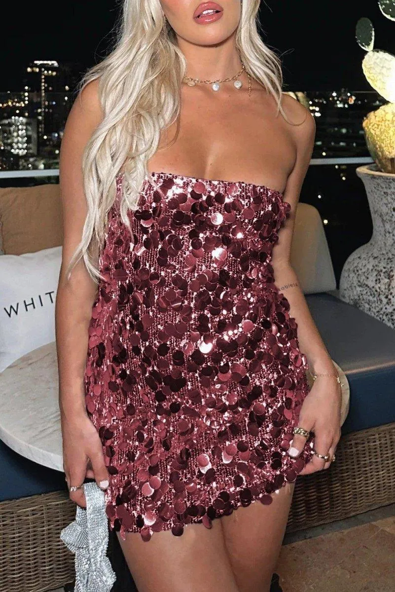 Mini Strapless Sequin Dress